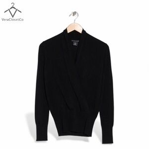 Sofia Cashmere 100 Percent Cashmere Black Wrap Sweater Size L Luxury Knit